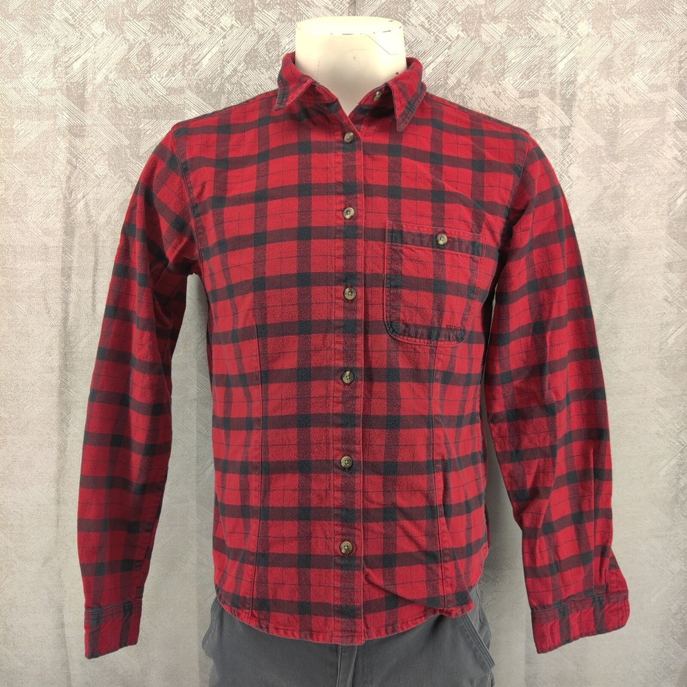 Filson Flannel Shirt Womens L Red Black Buffalo Plaid Cotton Button Down 22010